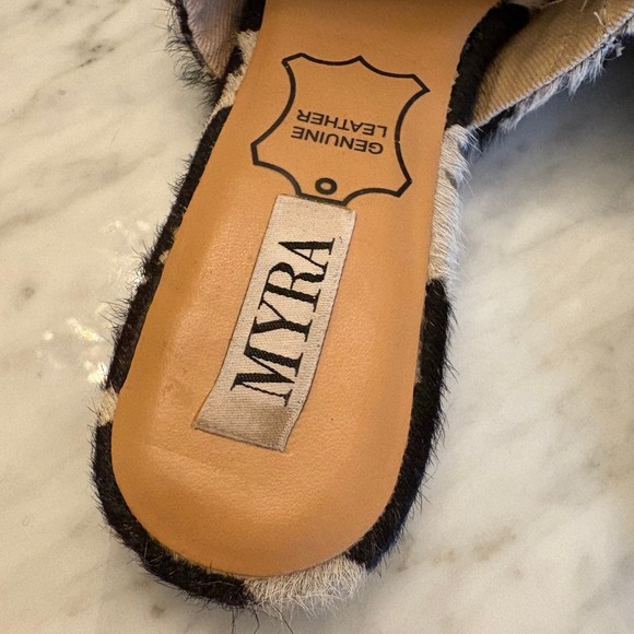 MYRA Cowhide Hair-On Leather Studded Mule Slides Size‎ 7 Western Boho Flats - Picture 8 of 15